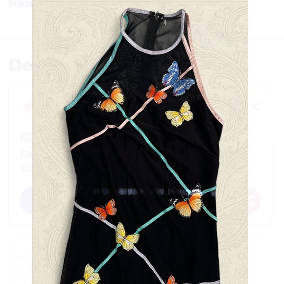 Cache Tadashi Y2K vintage Maxi Dress with Butterfly Accents size small - Picture 4 of 7